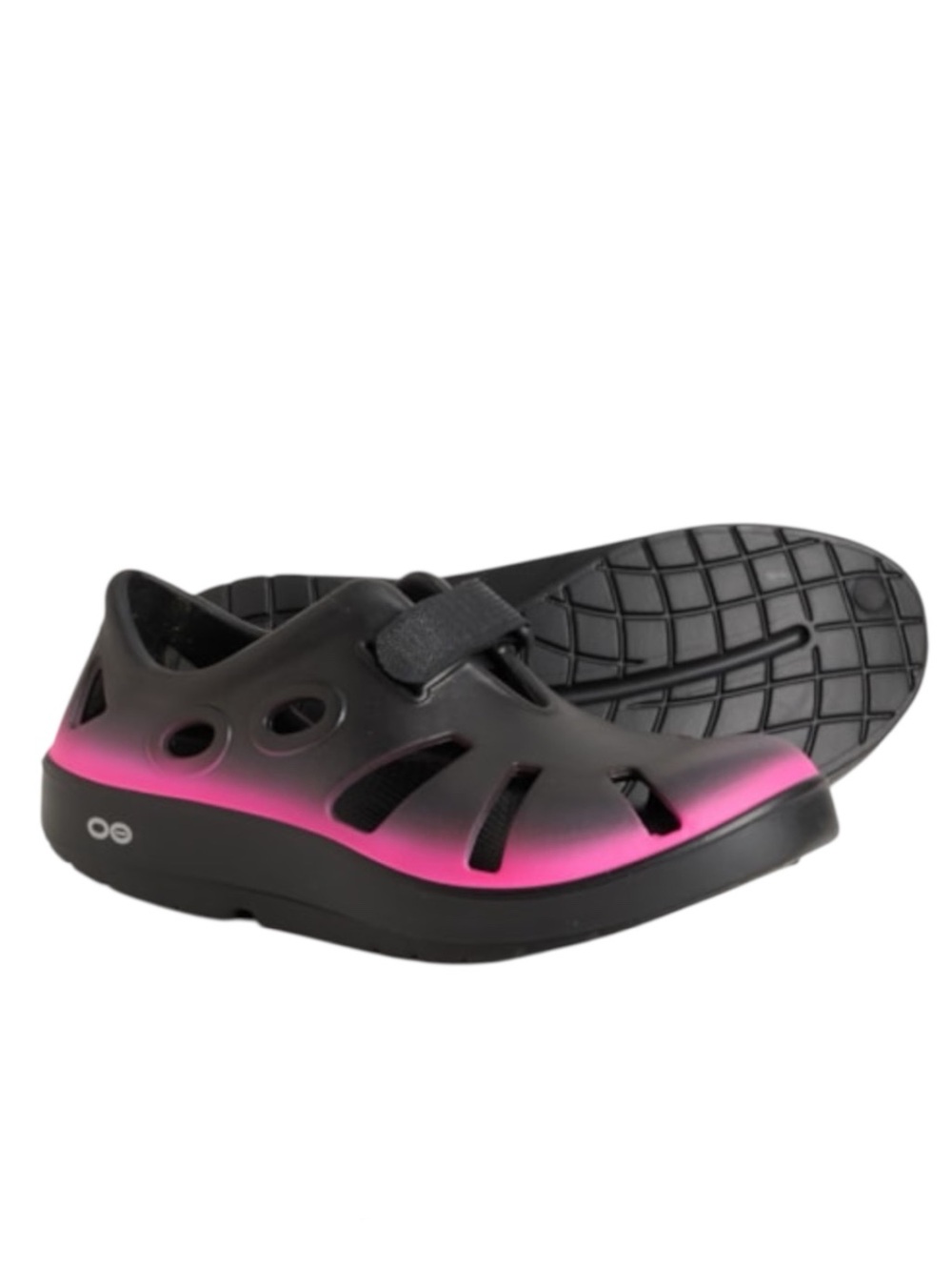 Oofos OOcandoo Slip-on Recovery Sandal Shoe Black/Pink, W12 M10.5 NEW WITH BOX